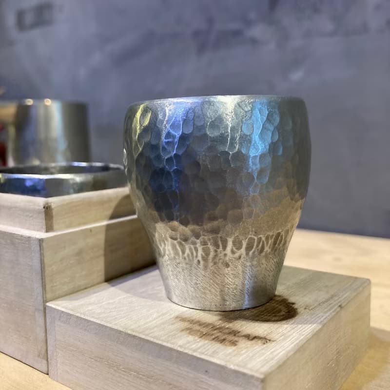 純錫酒杯/清酒杯/燒酌杯/盃形酒杯,青冶金工手作鍛打純錫杯