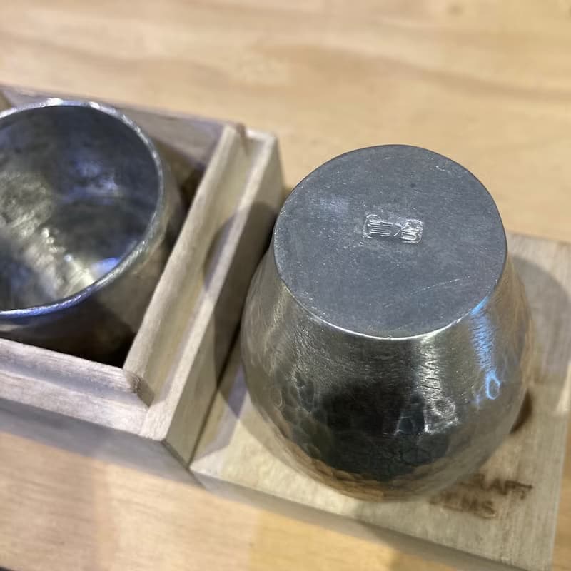 純錫酒杯/清酒杯/燒酌杯/盃形酒杯,青冶金工手作鍛打純錫杯