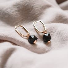 【環保 耳環】顯 - 玄黑珠寶鍍金耳圈耳環/ 純手工 / 禮物 / 推薦