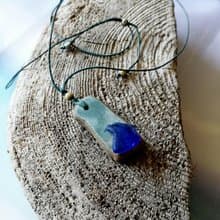Wave Charm 海玻璃項鍊 波浪魅力 Blue sea glass pendant 波浪 Cute long necklace 情人節禮物 禮物推薦手工
