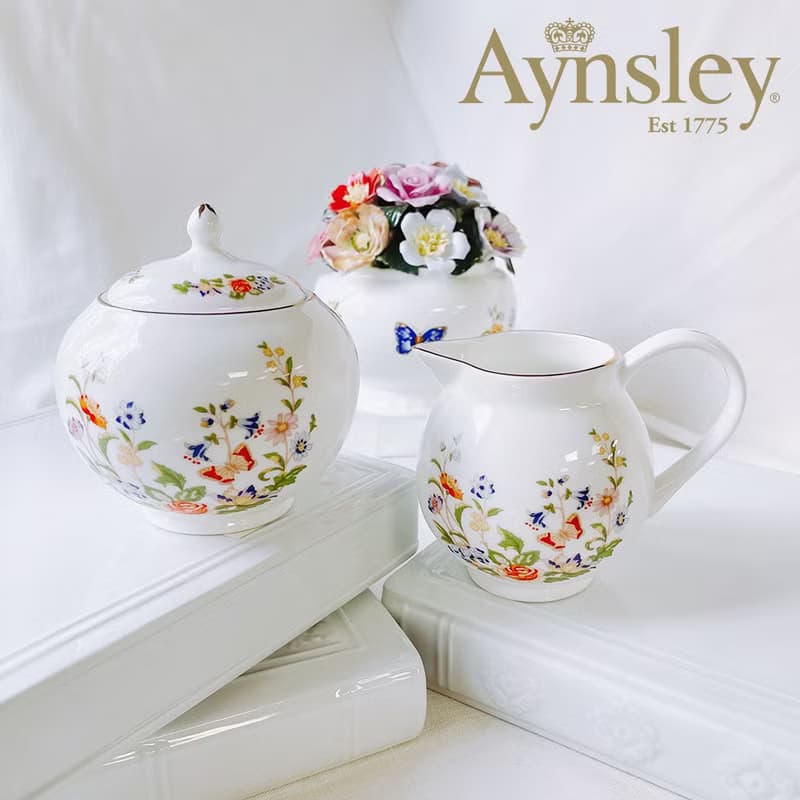 英國Aynsley 小屋花園 骨瓷糖奶罐