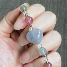 珊瑚紫愛心草莓晶灰月光手串手鍊