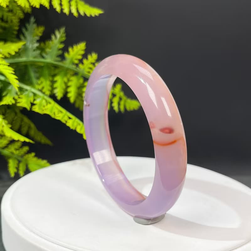 紫色景觀爆晶瑪瑙手鐲64MM 一線天聚寶盆共生水晶手環 靈性親和力
