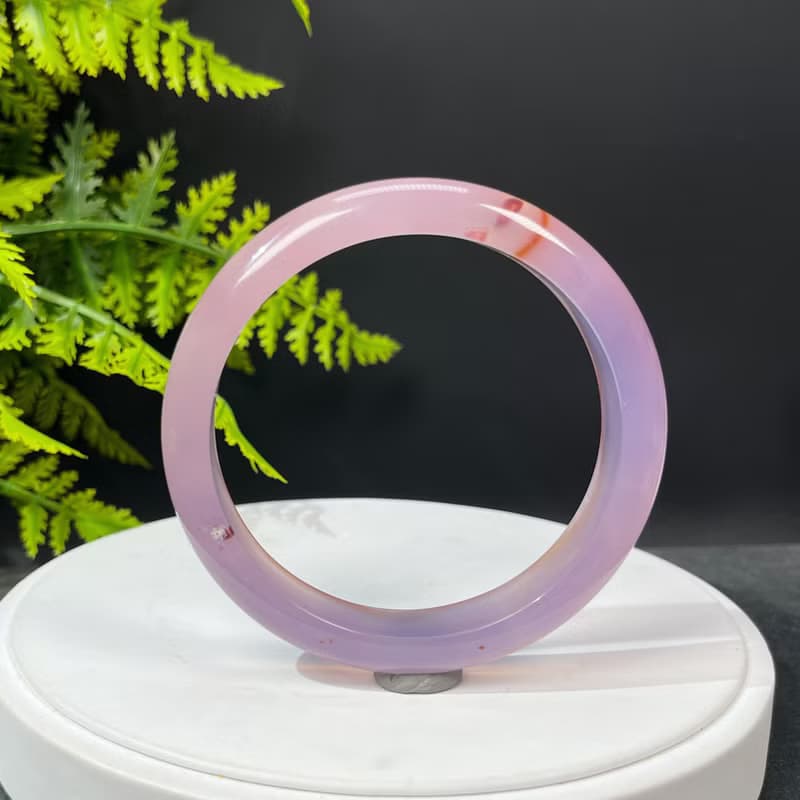 紫色景觀爆晶瑪瑙手鐲64MM 一線天聚寶盆共生水晶手環 靈性親和力