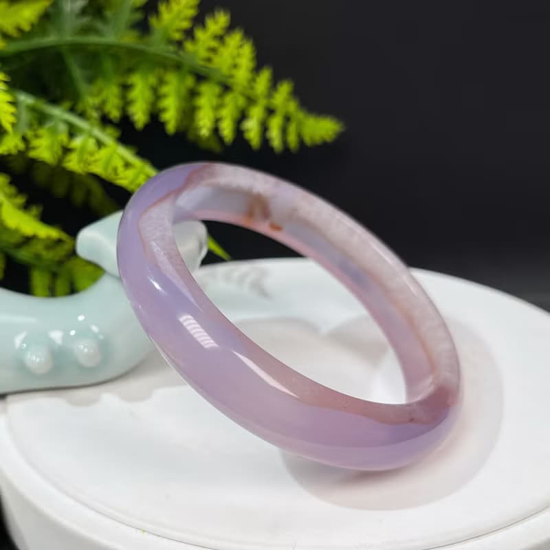 紫色景觀爆晶瑪瑙手鐲64MM 一線天聚寶盆共生水晶手環 靈性親和力