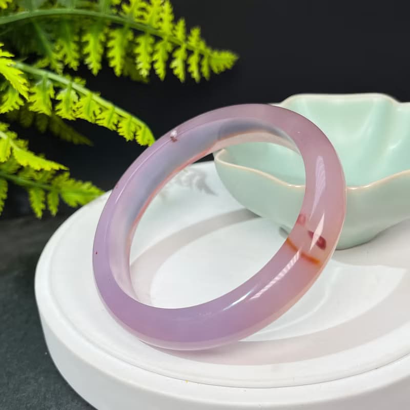紫色景觀爆晶瑪瑙手鐲64MM 一線天聚寶盆共生水晶手環 靈性親和力