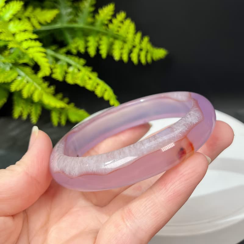 紫色景觀爆晶瑪瑙手鐲64MM 一線天聚寶盆共生水晶手環 靈性親和力