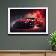 低吼 跑車裝飾畫/台灣實木掛畫/黑/金/原木/咖啡色/有框畫/無框畫