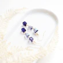 幻紫綢緞 堇青石 多切面閃亮透嫩 14K 耳環耳夾