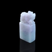 【招財神獸】冰種春帶彩翡翠貔貅玉印章 | 天然緬甸玉翡翠A貨