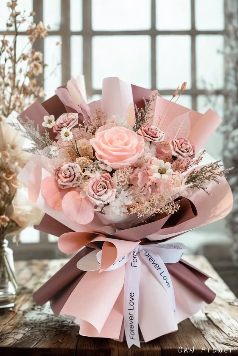 粉色花束/鈔票花束/有錢花/紙鈔花束/錢花束/生日禮物/情人節花束