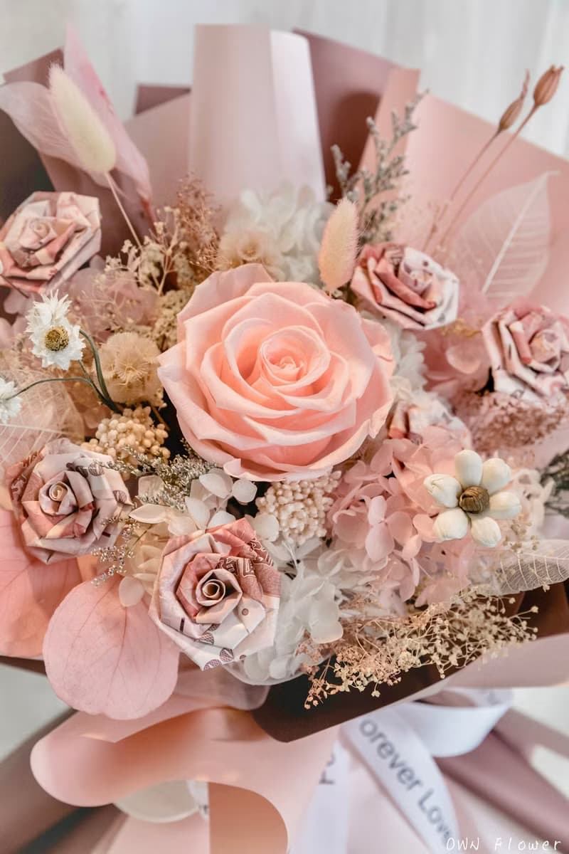 粉色花束/鈔票花束/有錢花/紙鈔花束/錢花束/生日禮物/情人節花束