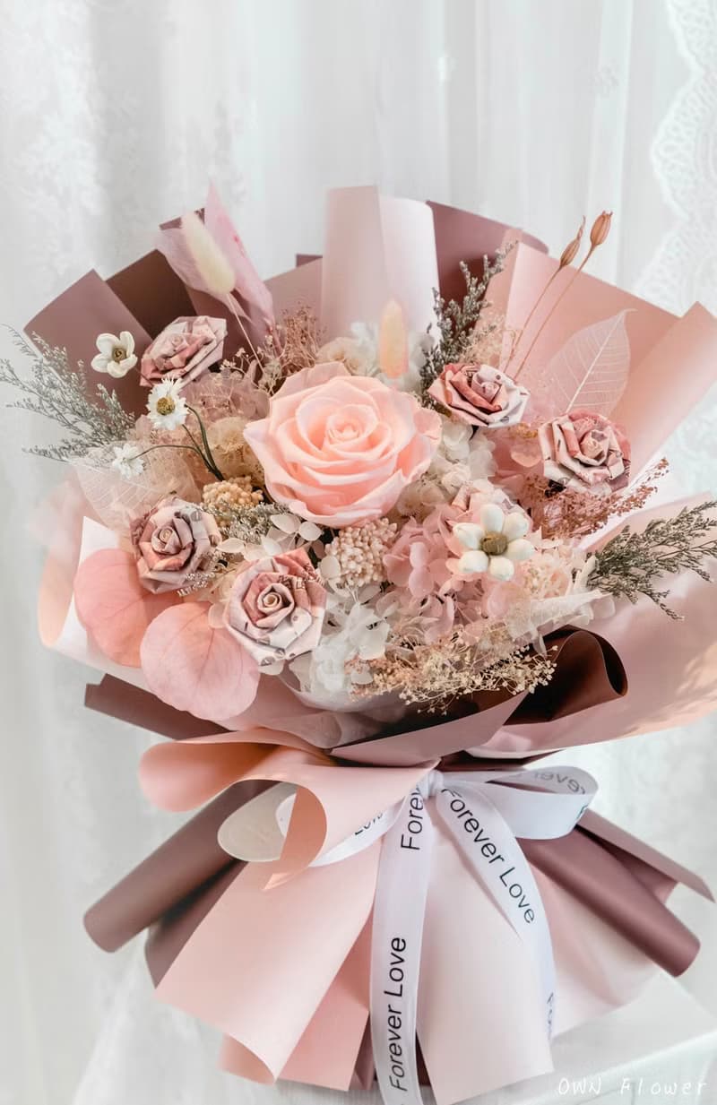 粉色花束/鈔票花束/有錢花/紙鈔花束/錢花束/生日禮物/情人節花束