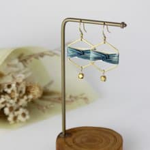 手工耳環-河流系列/ 手工藤編刷染【深海藍】