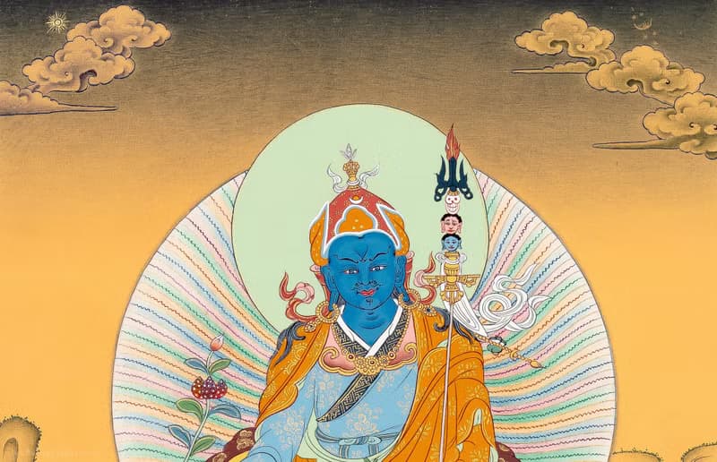 蓮花生大士唐卡  高品質唐卡 手鐲 緬甸玉 冰種翡翠 翡翠 三彩