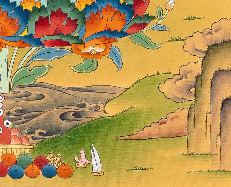 蓮花生大士唐卡  高品質唐卡 手鐲 緬甸玉 冰種翡翠 翡翠 三彩