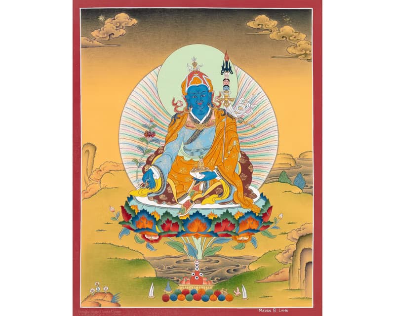 蓮花生大士唐卡  高品質唐卡 手鐲 緬甸玉 冰種翡翠 翡翠 三彩