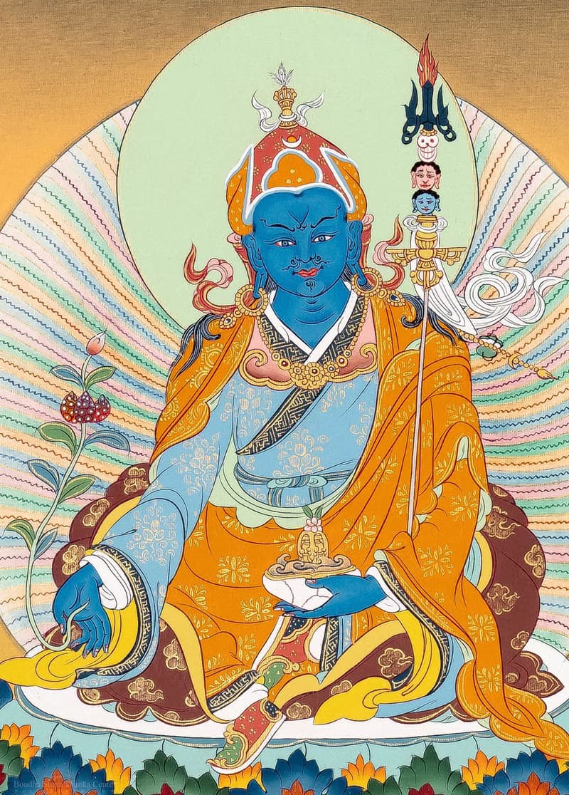 蓮花生大士唐卡  高品質唐卡 手鐲 緬甸玉 冰種翡翠 翡翠 三彩