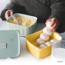 BUYDEEM豬豬盒 多功能陶瓷附蓋餐盒 淺衫綠/小鵝黃