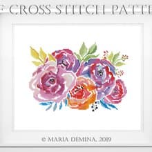 Summer Floral Bouquet PDF cross stitch pattern