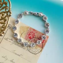 【西洋古董飾品 】AVON 銀色調 圓鑽 都會氣質 手鍊