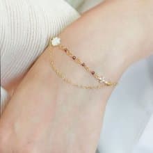 Giftest 白蝶貝石榴石 / 光明之花 基督教手鍊十字架禮物聖經B23