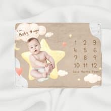 【滿月禮物】個人化嬰兒成長記錄毛毯(Star Moon Baby Boy款式)