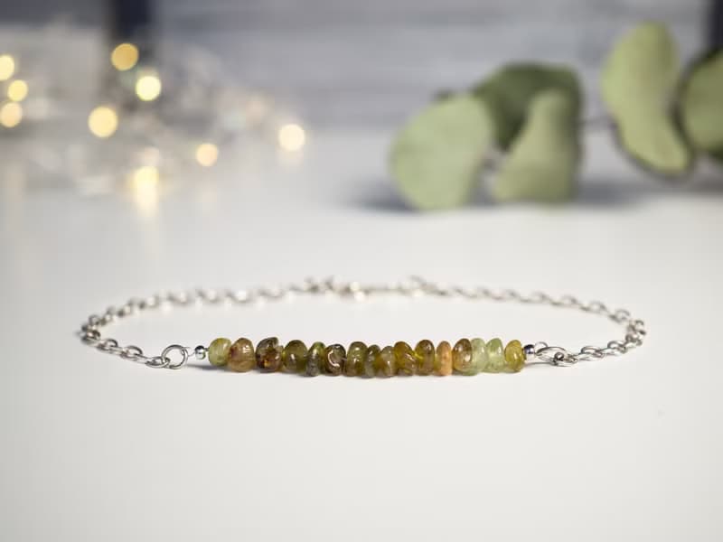Grossular Bracelet, 925 Silver, Aries Gem, Leo Crystal, Sagittarius Birthstone