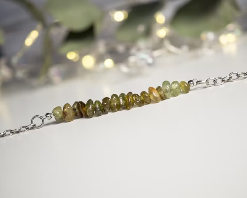 Grossular Bracelet, 925 Silver, Aries Gem, Leo Crystal, Sagittarius Birthstone