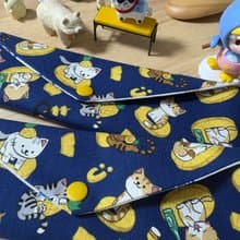 文青風環保純棉筷袋 旺來酷帥萌貓 原胚蔚藍 厚實手感 童心 優質