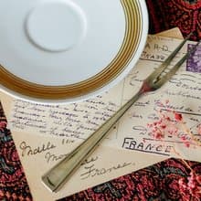 裝飾藝術風格雙齒水果銀叉 - 西洋古董