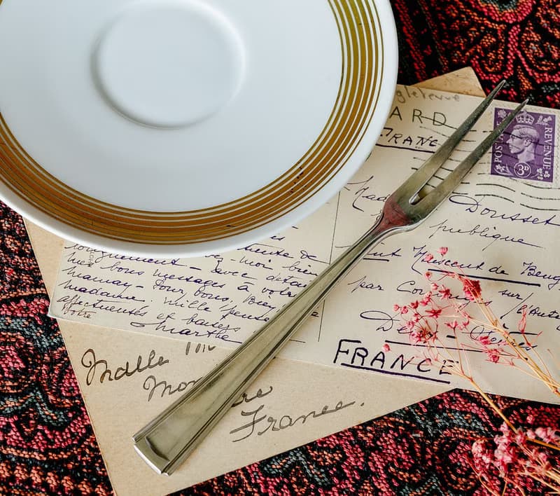 裝飾藝術風格雙齒水果銀叉 - 西洋古董