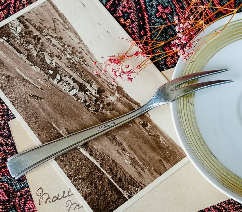 裝飾藝術風格雙齒水果銀叉 - 西洋古董