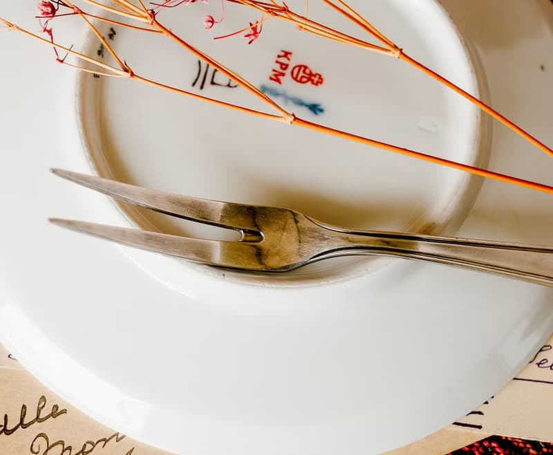 裝飾藝術風格雙齒水果銀叉 - 西洋古董