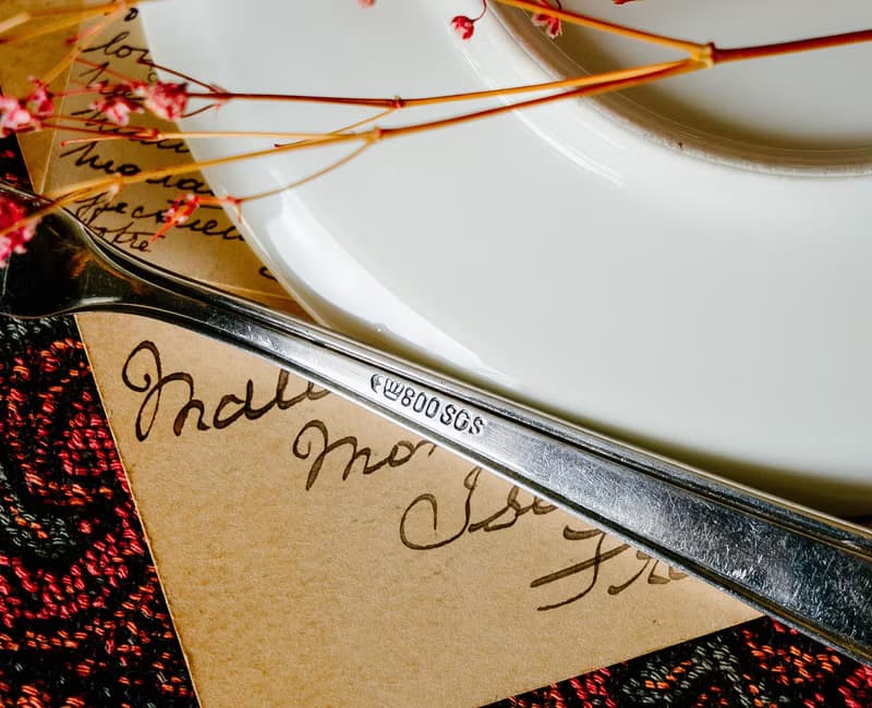 裝飾藝術風格雙齒水果銀叉 - 西洋古董