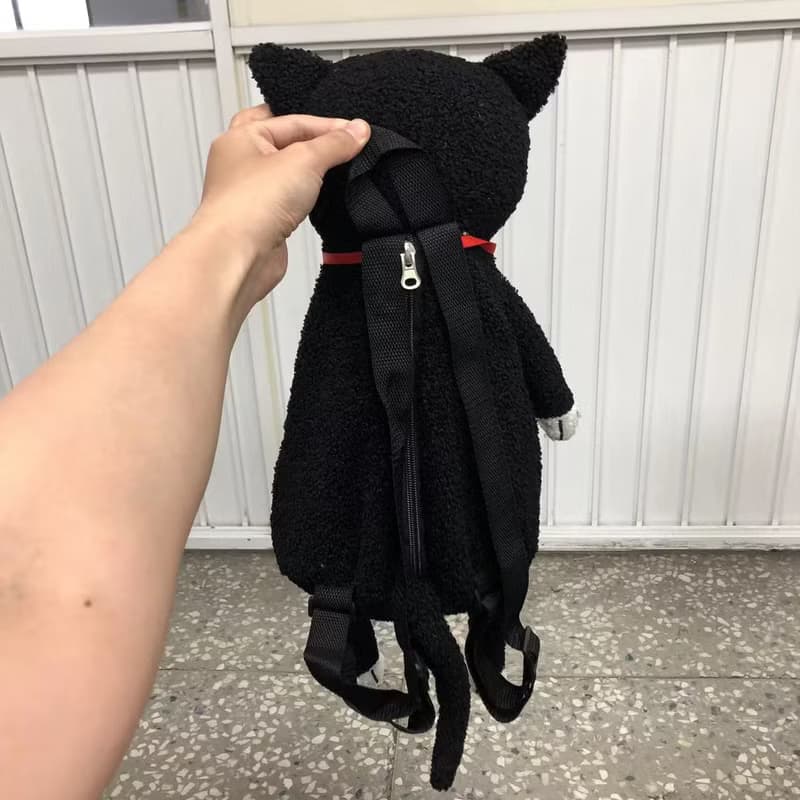 小黑貓童趣造型絨毛後背包 - 酷樂村