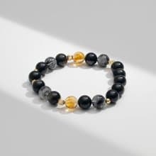 夜闌 | 金曜石 黑髮晶 黃塔晶 | 男款水晶手鍊