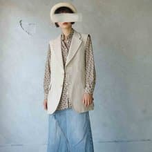 尋寶古著-Burberrys淡卡其格紋亞麻中性西裝背心