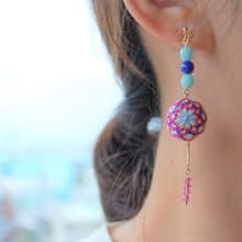 tachibanaya 日本的傳統工藝 手鞠球 刺繡 耳環 台灣 藍 粉色