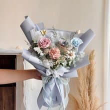藍粉色系 永生花束 情人節花束