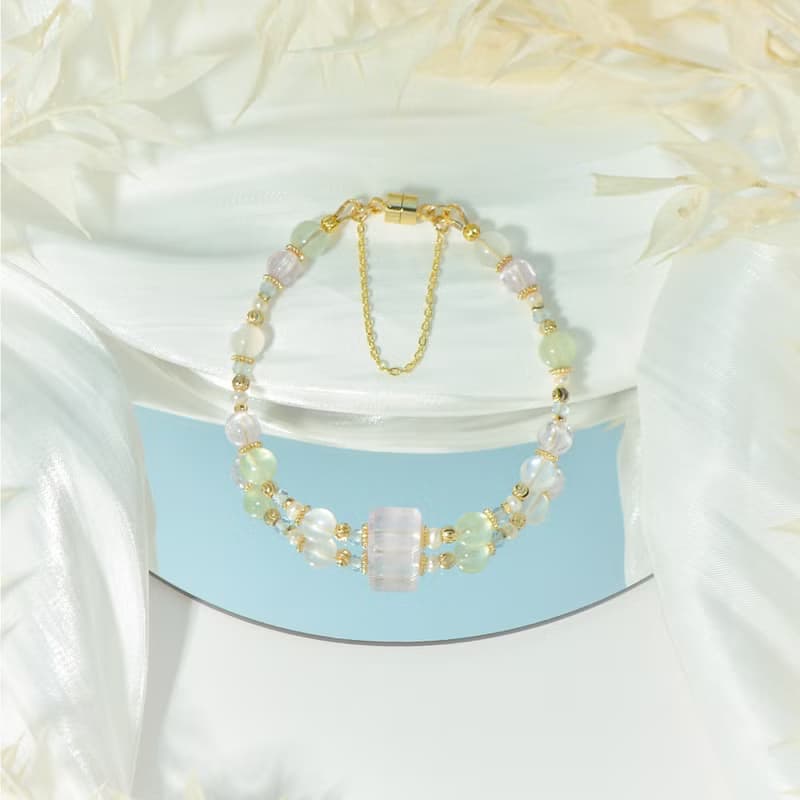 微光中的喜悅 - 紫鋰輝 藍月光 葡萄石 天然石手鍊