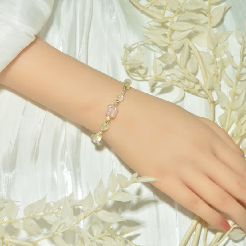 微光中的喜悅 - 紫鋰輝 藍月光 葡萄石 天然石手鍊