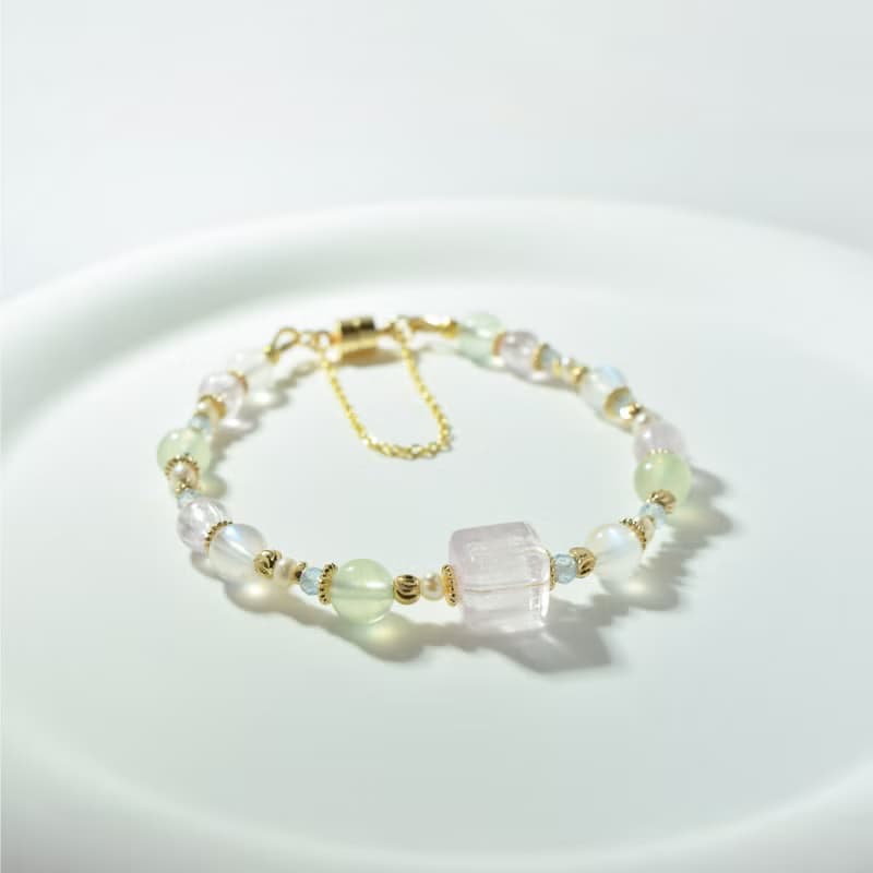 微光中的喜悅 - 紫鋰輝 藍月光 葡萄石 天然石手鍊