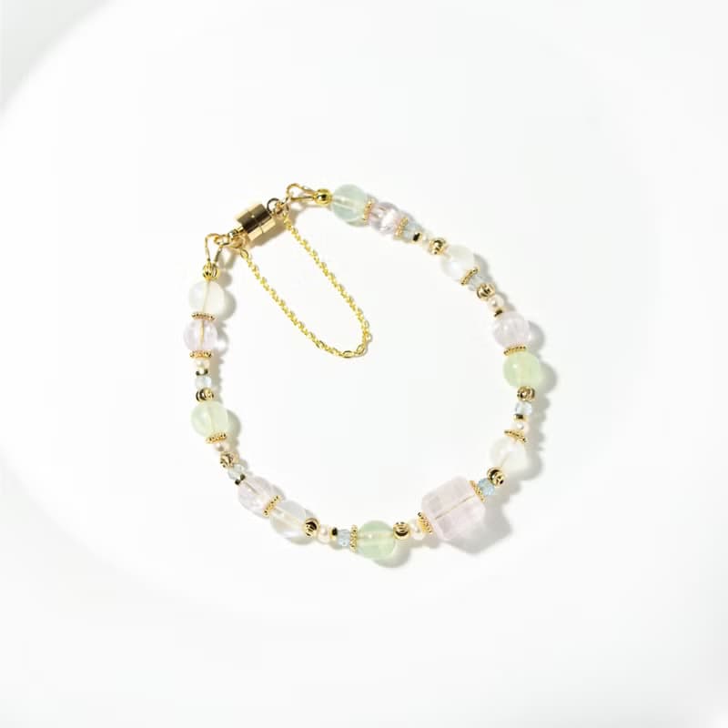 微光中的喜悅 - 紫鋰輝 藍月光 葡萄石 天然石手鍊