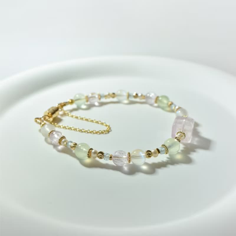 微光中的喜悅 - 紫鋰輝 藍月光 葡萄石 天然石手鍊