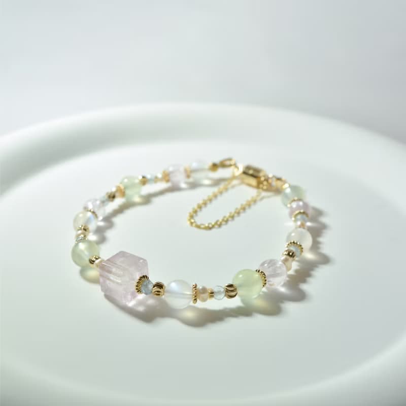 微光中的喜悅 - 紫鋰輝 藍月光 葡萄石 天然石手鍊