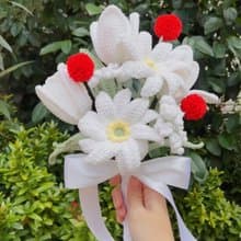 草莓雪酪捧花 手工針織花束 編織花 鉤織花 結婚花束 捧花