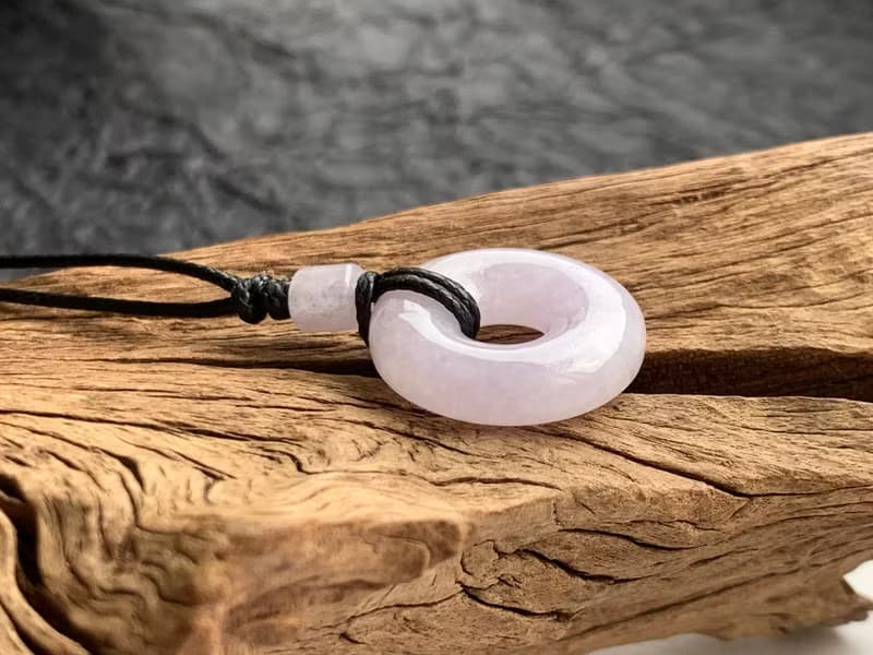 粉嫩紫羅蘭平安扣 天然A貨緬甸玉翡翠 平安扣項鍊