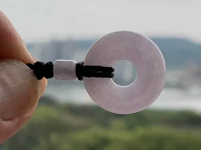 粉嫩紫羅蘭平安扣 天然A貨緬甸玉翡翠 平安扣項鍊