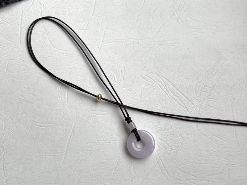 粉嫩紫羅蘭平安扣 天然A貨緬甸玉翡翠 平安扣項鍊